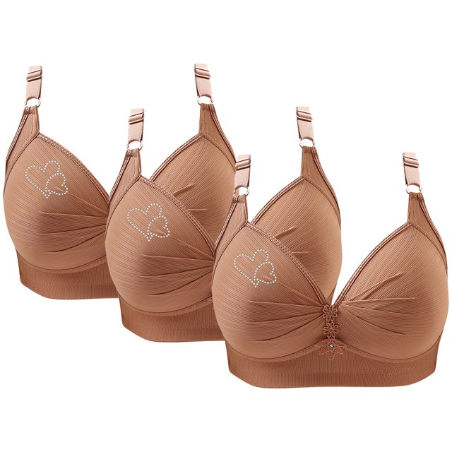 Bras for Women, 3PCS Womans Printing Gathered Together Large Size Daily Bra Underwear No Rims