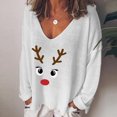 thumbnail image 2 of Mode Femme Décontractée Imprimé Col en V T-shirt Manches Longues Ample Blouse Chandail, 2 of 9
