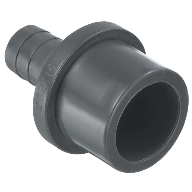 Unique Bargains UPVC Reducer Pipe Fitting 32mm OD 16mm Barbed, Straight Coupling Adapter Connector, Grey