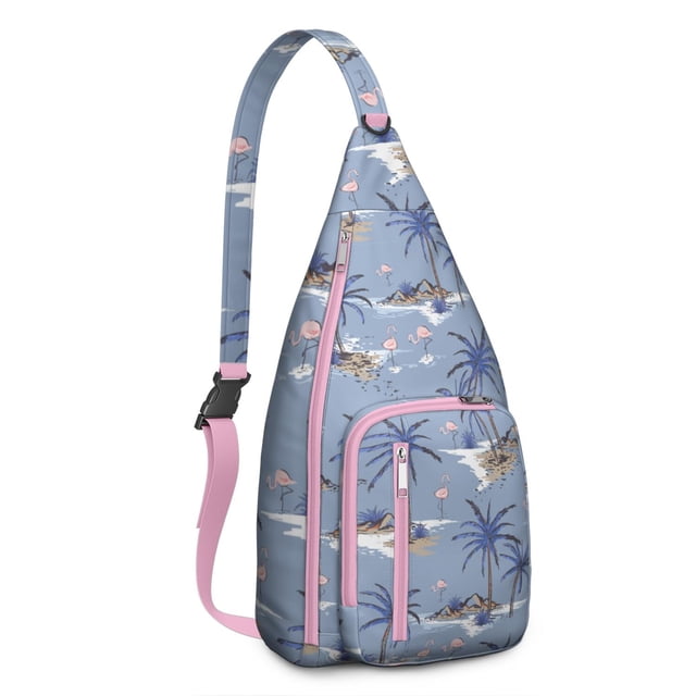 Vintage French Toile Sling Backpack – Rustic Farmhouse Print Crossbody Bag, Compact for Essentials