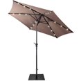 thumbnail image 1 of Gymax 9 Ft Patio Table Market Umbrella w/ 18 Solar LED Lights & Heavy-duty Base Tan, 1 of 8