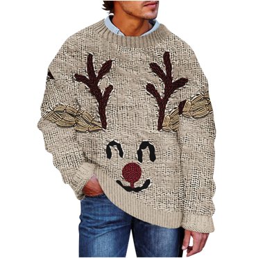 Mens Ugly Christmas Sweater Pullover Long Sleeve 3D Printed Soft Knitted Sweaters Crewneck Sweatshirts