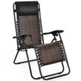thumbnail image 3 of Patiojoy Fauteuil Inclinable Pliant Brun pour Patio en Rotin à Gravité Zéro avec Appuie-Tête, 3 of 9