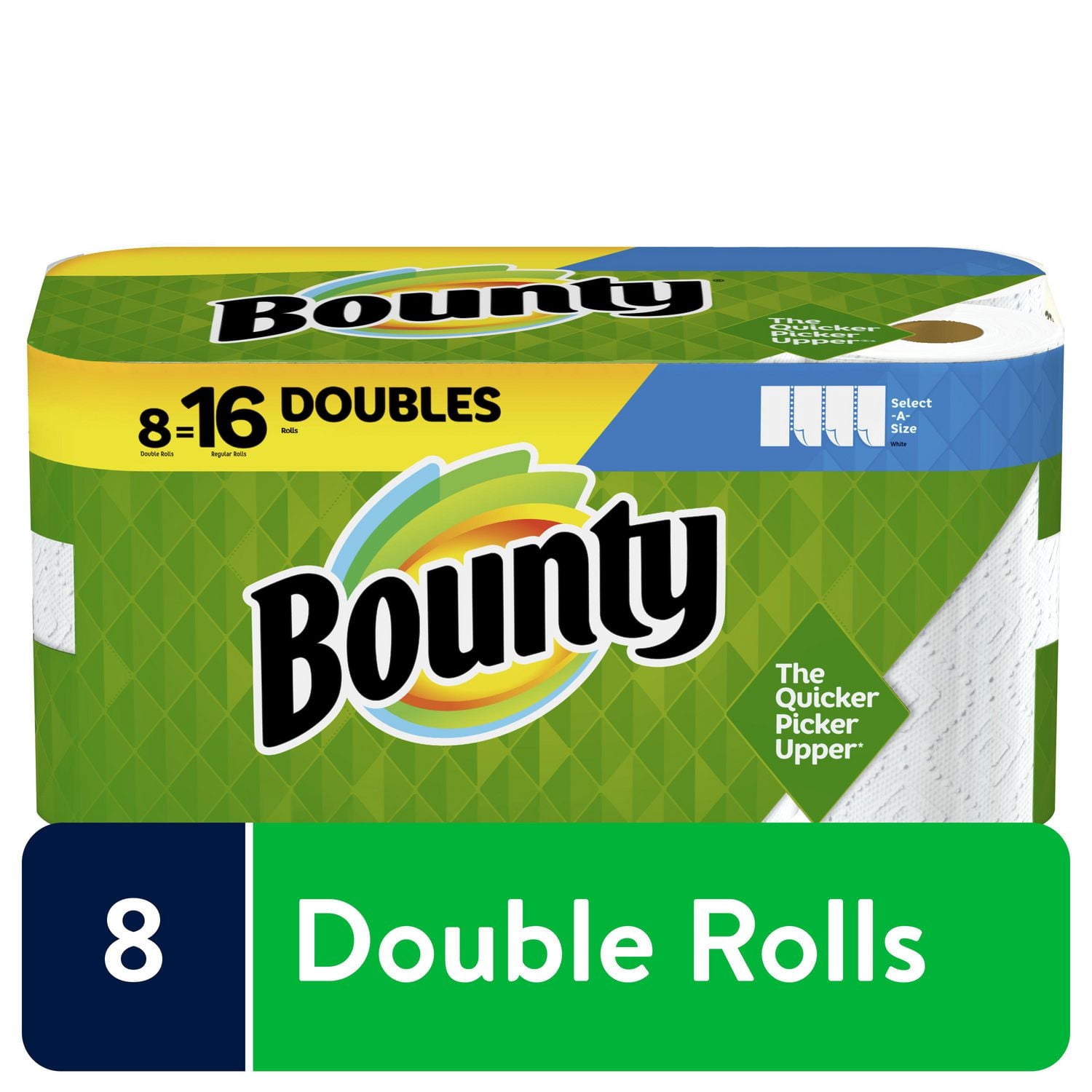 Bounty Select-A-Size Paper Towels, 8 Double Rolls, White, 98 Sheets Per Roll