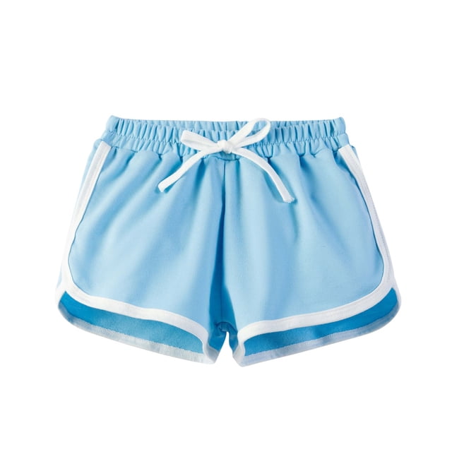 Kids Summer Sports Shorts New Girls Athletic Shorts Active Performance Shorts Kids Summer Sports Shorts Running Yoga Shorts with Drawstring Sky Blue 110