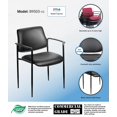 thumbnail image 4 of Boss Office Chaise d'Appoint Empilable en Similicuir à Dossier Carré avec Losanges, Noire, 4 of 9