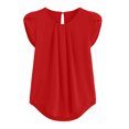 thumbnail image 3 of Hauts d'Été pour Femmes Liquidation Manches Courtes Grande Taille T-Shirts Couleur Unie Col Rond T-Shirt Basique Ajusté Mode Tendance Dames Doux Vacances Sortie Hauts Rouge,2TG, 3 of 6