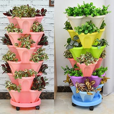 Neinkie Stackable Strawberry, Herb, Flower, and Vegetable Planter - Vertical Garden Indoor/Outdoor