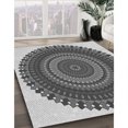 thumbnail image 3 of Ahgly Company Tapis d'Intérieur Lavable à la Machine, Carré, Transitionnel, Gris Argenté, Tapis de Zone, 6 Pieds Carré, 3 of 7