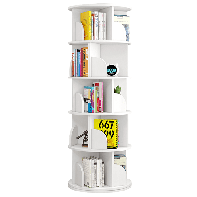 Rotating Bookshelf, 5 Tier 360° Revolving Bookcase with 20 Shelves for Home, Classroom, Office