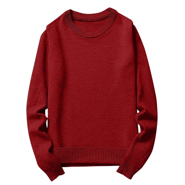 Chandail à Enfiler Homme Chandail Tricoté Uni pour Homme Col Rond Chandail à Enfiler Manches Longues Ample Chandail à Boutons Hauts Chandail Chandails à Col Roulé pour Homme P-59 Bordeaux TTG