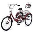 thumbnail image 1 of 26 Inch Folding Adult Tricycle 7 Speed Trike with Removable Basket Red, 1 of 8