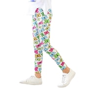 YOUSNH Kids Girls Ankle Length Leggings Printing Flower Classic Stretch Pants Girls Pants Green_001 8-9 Years