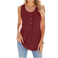 thumbnail image 1 of Timegard Womens Tank Tops Round Neck Button Ruched Eyelet Sleeveless Top Casual Tunic Top for Leggings, 1 of 5