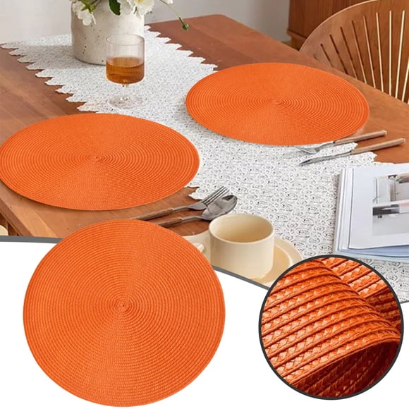 Placemat Round Braided Table Mats for Dining Rooms - Woven Washable Non 15 Inch for Everyday Use