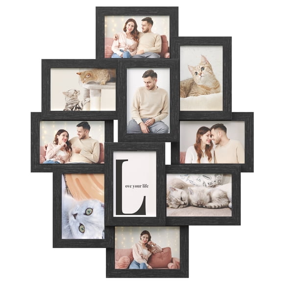 SONGMICS Cadres Photo Collage pour 10 Photos, 4 x 6 Pouces, Assemblage Requis, Noir