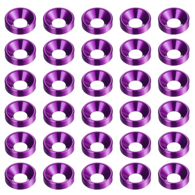 Unique Bargains Lot de 30 Rondelles à Encastrer M5 en Alliage d'Aluminium Anodisé, Violet