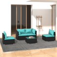 thumbnail image 1 of vidaXL 5 Piece Garden Lounge Set with Cushions Poly Rattan Black, 1 of 5