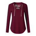 thumbnail image 3 of Women‘s Solid Color Long Sleeve Printed Top Pink M, 3 of 4