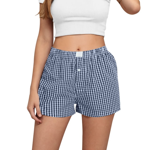 Plebaso Shorts Boxeurs pour Femmes Taille Élastique Shorts Décontractés Bas de Détente Confortables Shorts de Pyjama Amples Vêtements de Nuit