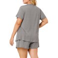 thumbnail image 3 of Agnes Orinda Pyjama de Nuit pour Femme Grande Taille à Manches Courtes et Col Rond Ensemble 2X Gris, 3 of 8