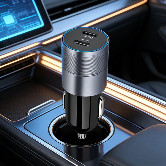 Dvkptbk Chargeur de Voiture Rapide 60W Deux Ports C Sont Compatibles avec Différents Appareils Connecteur de Charge de Conversion Monté sur Voiture Charge Rapide Chargeur de Voiture