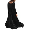 thumbnail image 2 of Long Sleeve Dress Women Womens Solid Color Loose Long Sleeve Long Dress Round Neck Asymmetric Layered Beach Long Dress Womens Long Sleeve Dress Cold Shoulder Dress for Women, 2 of 6