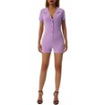 thumbnail image 1 of Xingqing Women's Summer Button-Down Romper, Purple, L, 1 of 9