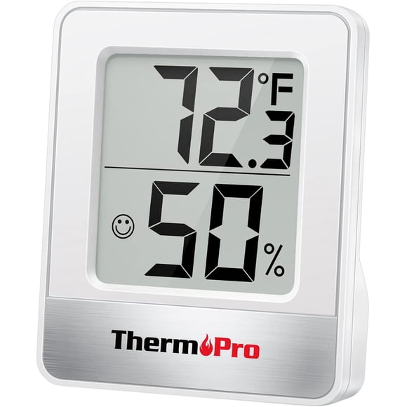 ThermoPro TP49 Indoor Digital Hygrometer Thermometer Temperature Humidity Meter Room Monitor Mini Hygrometer Thermometer Tabletop/Wall-mountable/Magnet-mountable White