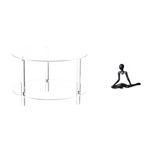 Lipstore Clear Acrylic Side Table End Table Compact NightStand Bedside Furniture Easy Assembly Living Room Bathroom Home Thinker Statue Decorative Figurine Uni