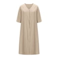 thumbnail image 4 of Gspmoly Robe pour Femme, Robe d'Été Unie à Manches Courtes et Col en V pour Femme, Robes Habillées pour Femme jusqu'à 60 % de Rabais, 4 of 6