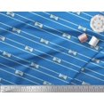 thumbnail image 3 of Soimoi Blue polyester Crepe Fabric Bow & Stripe Decor Fabric Printed Yard 52 Inch Wide, 3 of 5