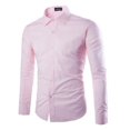 thumbnail image 1 of Chemise Homme Coupe Ajustée Manches Longues Boutonnée Hauts Tenue Formelle Affaires Travail Tissu de Luxe, 1 of 5