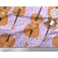 thumbnail image 2 of Soimoi Purple Cotton Voile Fabric Notes & Violin Musical Instrument Printed Fabric 1 Yard 42 Inch Wide, 2 of 3