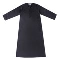 thumbnail image 2 of RXIRUCGD Men's Muslim Robe Arab Middle Robe Long Style Long Sleeve Neck Pocket Long Shirt Fashion Casual Robe, Black, Size: 2XL, 2 of 9