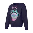 thumbnail image 1 of Hanes Chandail en Molleton Graphique Col Rond pour Filles EcoSmart, TG, C'est Bon Hibou/marine, 1 of 1