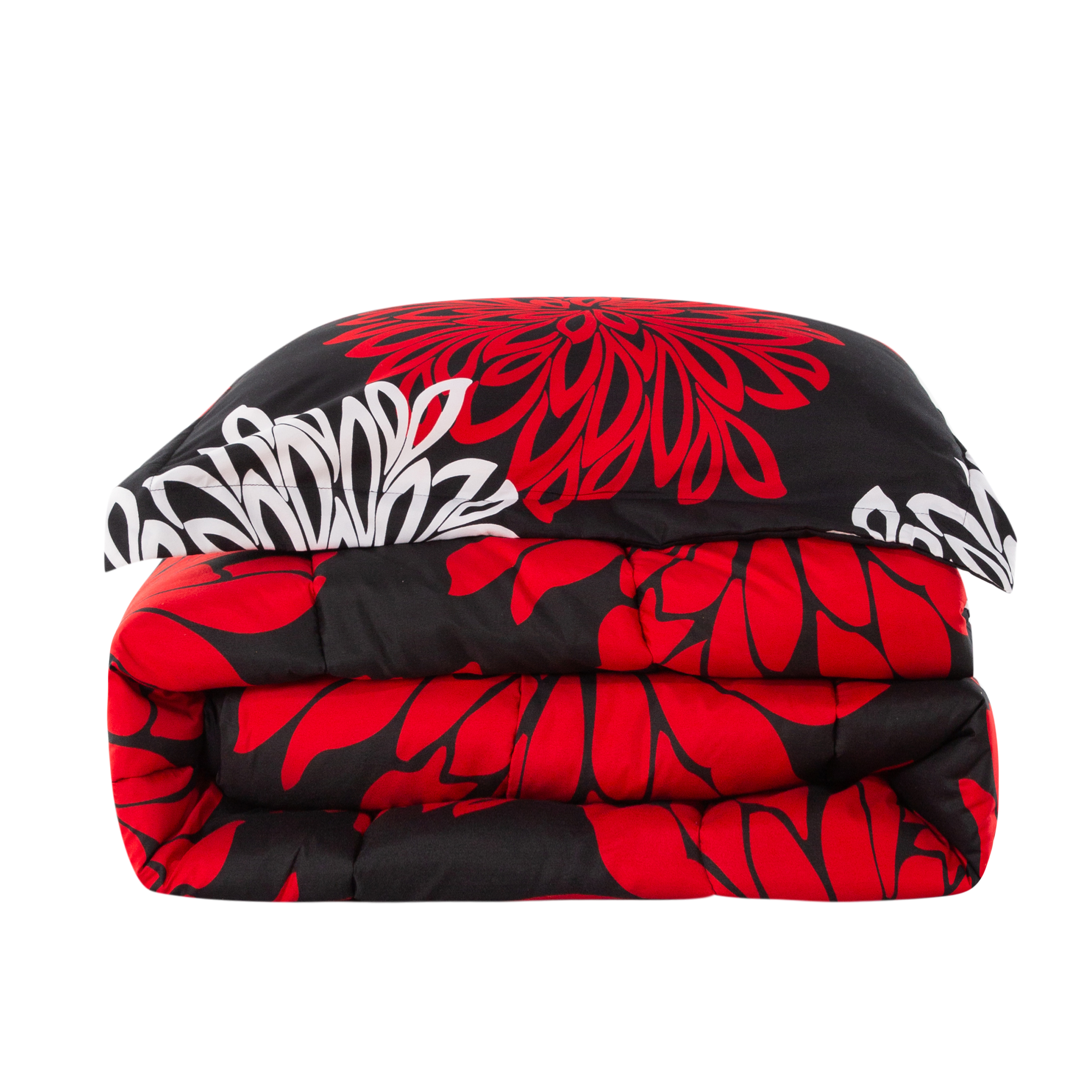 Marina Decoration Home Decor Parure de lit imprimée ultra douce et luxueuse en duvet d'oie, motif floral moderne rouge, blanc et noir