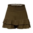 thumbnail image 4 of Timegard Wide Leg Shorts for Women Elastic Waisted Smocked Ruffle Bottom Flowy Lounge Shorts Beach Wear, 4 of 5