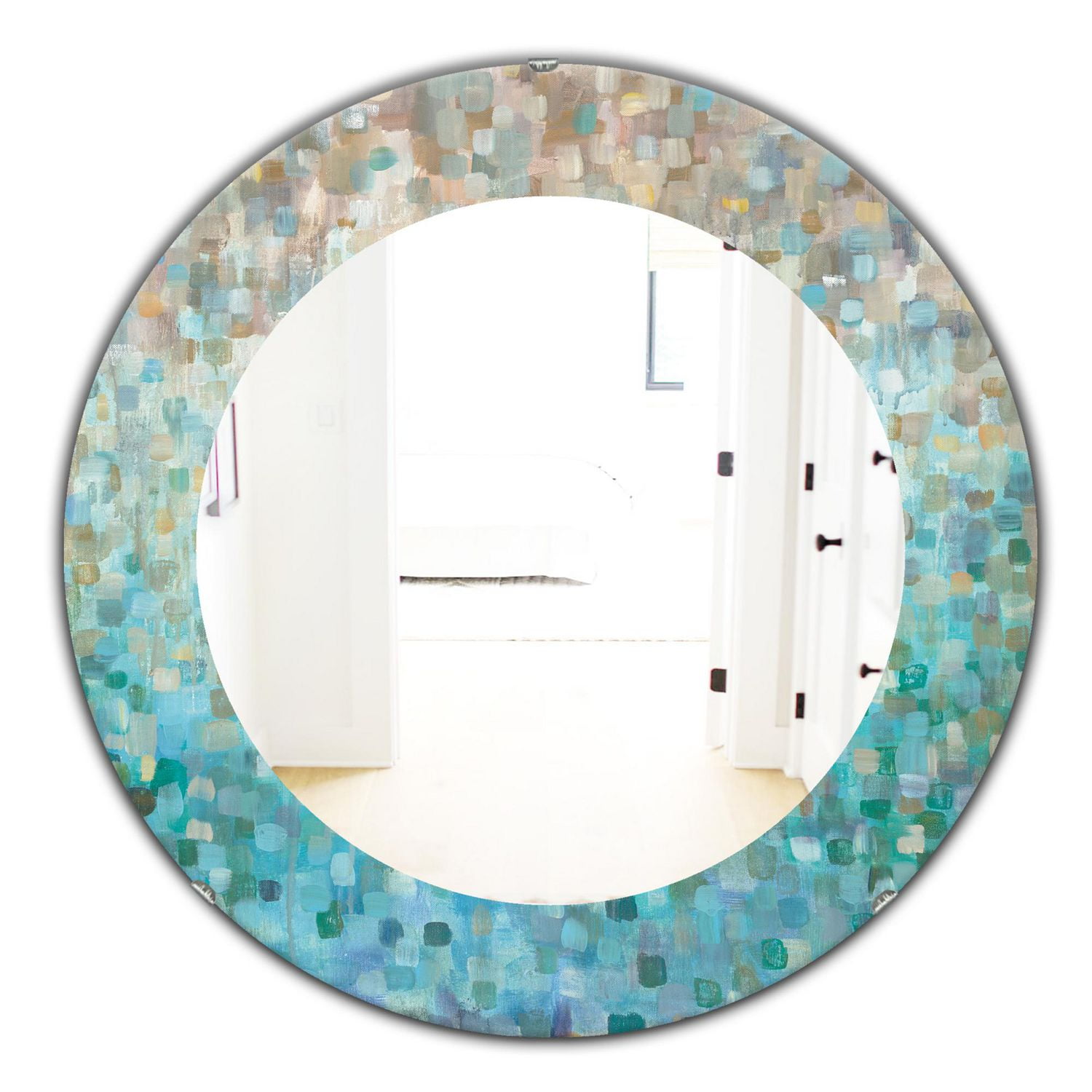 Designart 'Blocked Abstract' Miroir Traditionnel - Miroir Mural Ovale ou Rond - 32x32