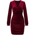 thumbnail image 3 of Womens Twist Knot Cutout Bodycon Dress V Neck Casual Ruched Bodycon Dress, 3 of 8