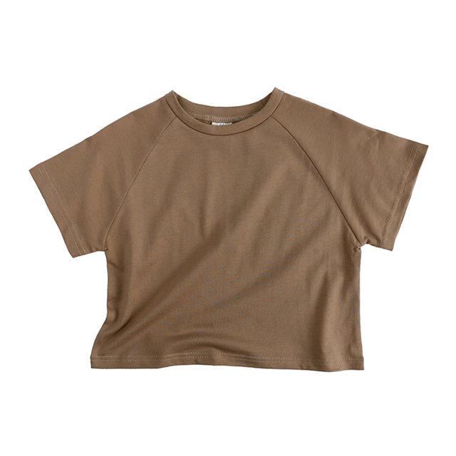 T-Shirts à Manches Raglan Unies Unisexes pour Enfants, Hauts Décontractés Légers à Col Rond pour Enfants, Été