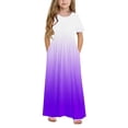 thumbnail image 2 of Rbaofujie Robe Maxi pour Filles à Manches Courtes, Robe Décontractée de Vacances avec Poches pour 4-13 Ans, 2 of 9