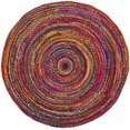 thumbnail image 3 of Safavieh Collection Tressée BRD210A Tapis Boho Réversible en Coton Fait Main, 5 Pieds x 5 Pieds Rond, Rouge / Multi, 3 of 5