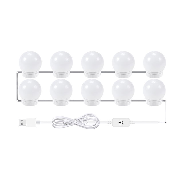Yeacher 10 PCS LED Makeup Mirror Lights 3 Color Modes Vanity Mirror Lights Bathroom Mirror Light with USB Cable LED Strip Lights