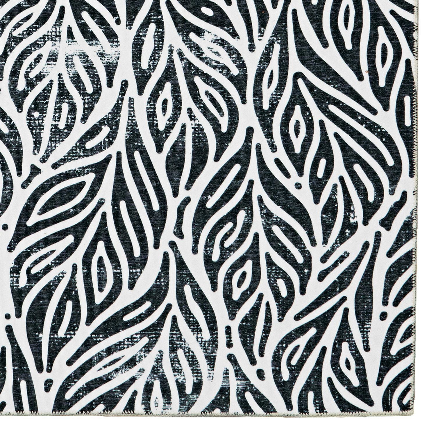 Tapis de couloir lavable Leona 2 pi x 8 pi ivoire et noir
