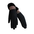 thumbnail image 1 of 1 Pair Winter Waffle Plaid Texture Thickened Gloves Fleece Lining Logo Print Autumn Winter Warm Anti-slip Touch Screen Riding Driving Running Gloves, 1 of 10