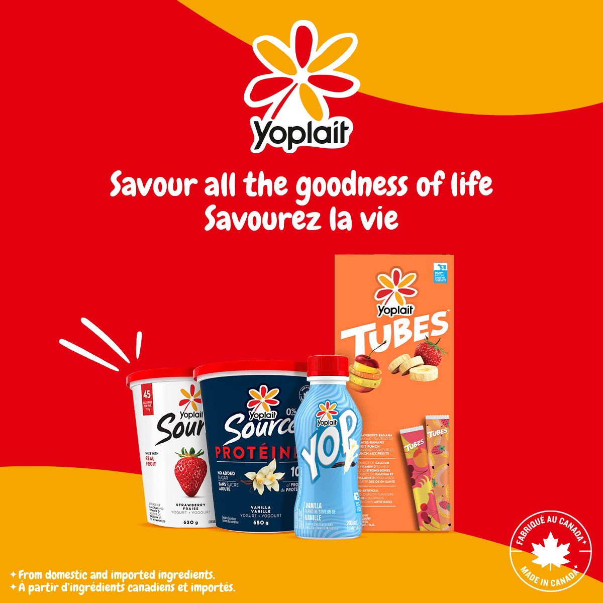 Yogourt à boire Yoplait Yop 1 %, pêche, boisson au yogourt, 200 mL