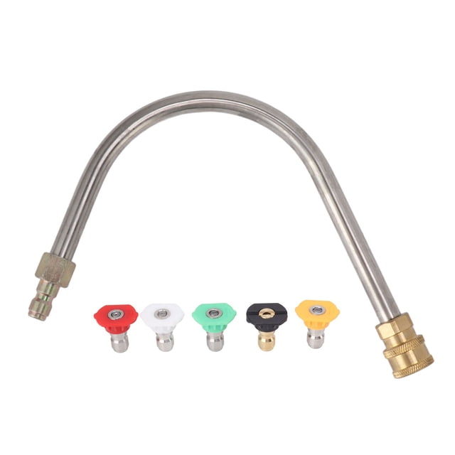 Baguette d'Extension pour Laveuse à Pression Acier Inoxydable Laiton 4000 Psi 1/4 Po Raccordement Rapide Tige Courbée de Pulvérisation Lance pour Remplacement en Forme de U avec 5 Buses