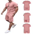 thumbnail image 2 of MesaSe 2 Pieces Suit Set Men  Neck Short Sleeve T-Shirt+ Shorts with Pocket, 2 of 6