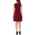 thumbnail image 3 of INSPIRE CHIC Robe Midi Évasée Sans Manches de Rentrée pour Femme Tenue d'Enseignante pour le Travail Couleur Unie Bourgogne TG, 3 of 6